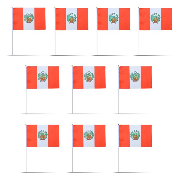 Sonia Originelli 10er Set Fahne Flagge Winkfahne "Peru" Handfahne EM WM