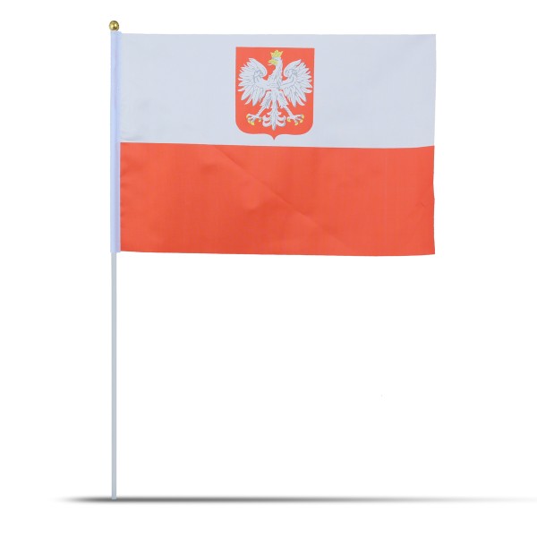 Sonia Originelli 10er Set Fahne Flagge Winkfahne "Polen Wappen" Poland Polska Handfahne EM WM