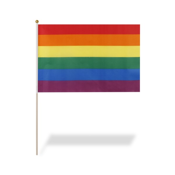 Sonia Originelli 10er Set Fahne Flagge Winkfahne "Regenbogen" Rainbow Handfahne EM WM