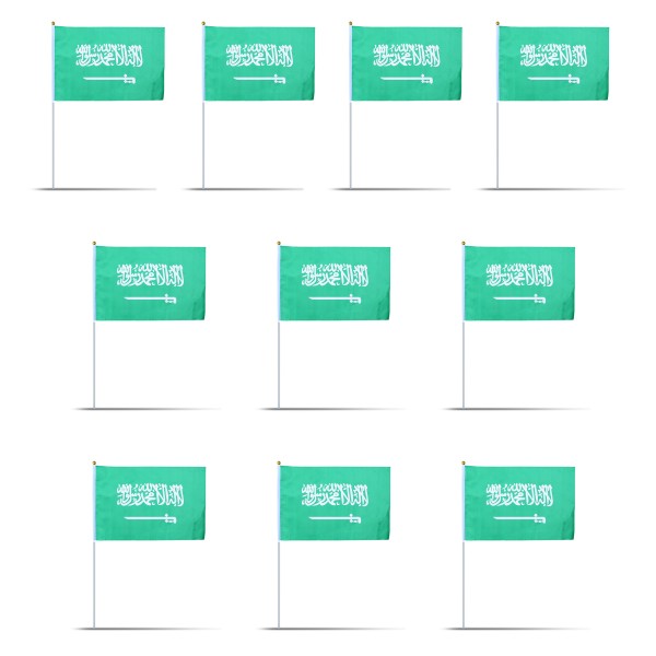 Sonia Originelli 10er Set Fahne Flagge Winkfahne "Saudi-Arabien" Saudi Arabia Handfahne EM WM
