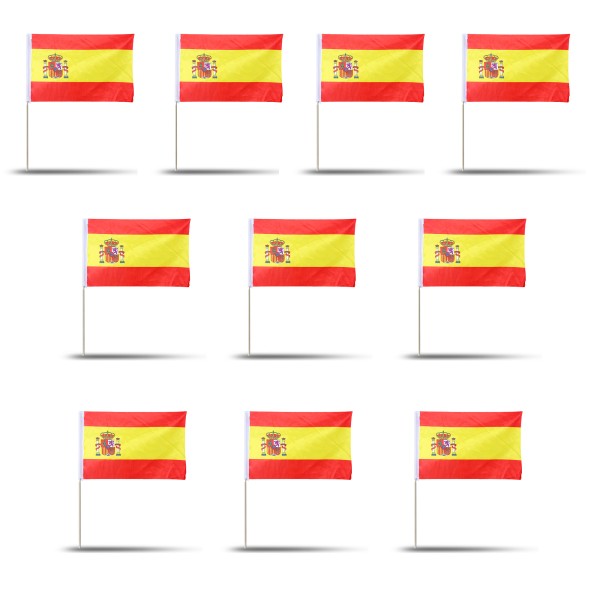 Sonia Originelli 10er Set Fahne Flagge Winkfahne "Spanien" Spain Espana Handfahne EM WM