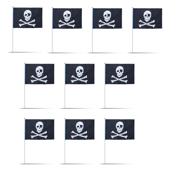 Sonia Originelli 10er Set Fahne Flagge Winkfahne "Totenkopf" Skull Handfahne EM WM
