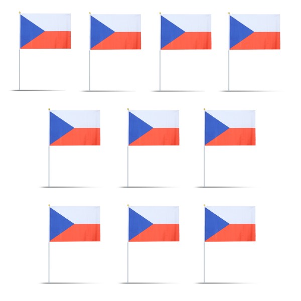 Sonia Originelli 10er Set Fahne Flagge Winkfahne "Tschechien" Czech Republic Handfahne EM WM