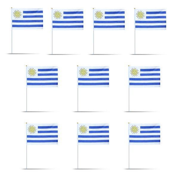 Sonia Originelli 10er Set Fahne Flagge Winkfahne "Uruguay" Handfahne EM WM