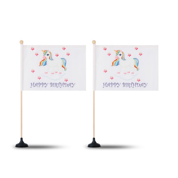 Sonia Originelli 2 Er Set Tischfähnchen "Einhorn" Happy Birthday Unicorn