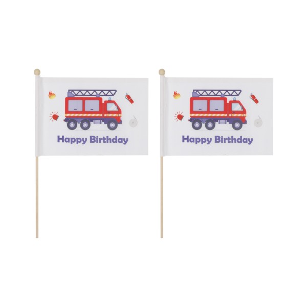 Sonia Originelli 2 Er Set Tischfähnchen "Feuerwehr" Happy Birthday Geburtstag