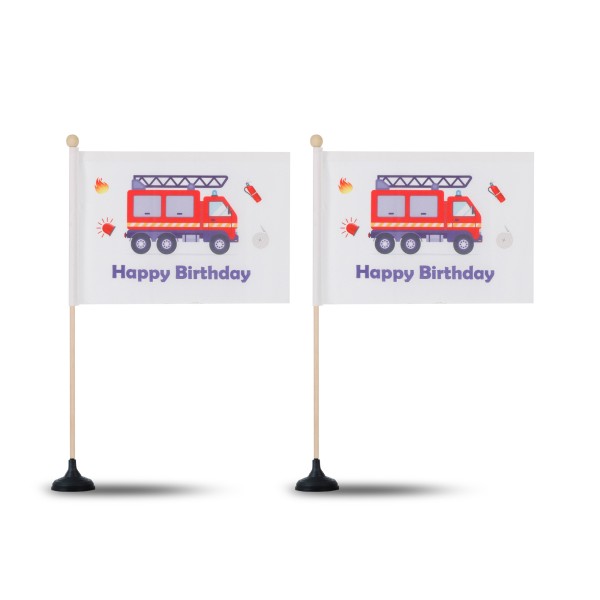 Sonia Originelli 2 er Set Tischfähnchen "Feuerwehr" Happy Birthday Geburtstag