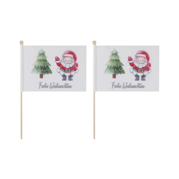 Sonia Originelli 2 Er Set Tischfähnchen "Frohe Weihnachten" Christmas Weihnachtsmann Tischdeko