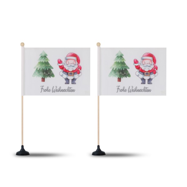 Sonia Originelli 2 er Set Tischfähnchen "Frohe Weihnachten" Christmas Weihnachtsmann Tischdeko