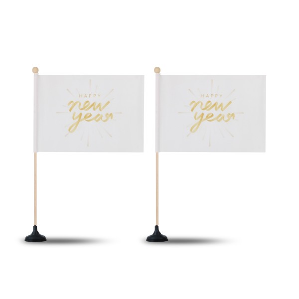 Sonia Originelli 2 Er Set Tischfähnchen "Happy New Year" Silvester Party Tischdeko