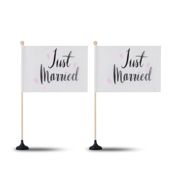 Sonia Originelli 2 Er Set Tischfähnchen "Just Married" Hochzeit Party Tischdeko