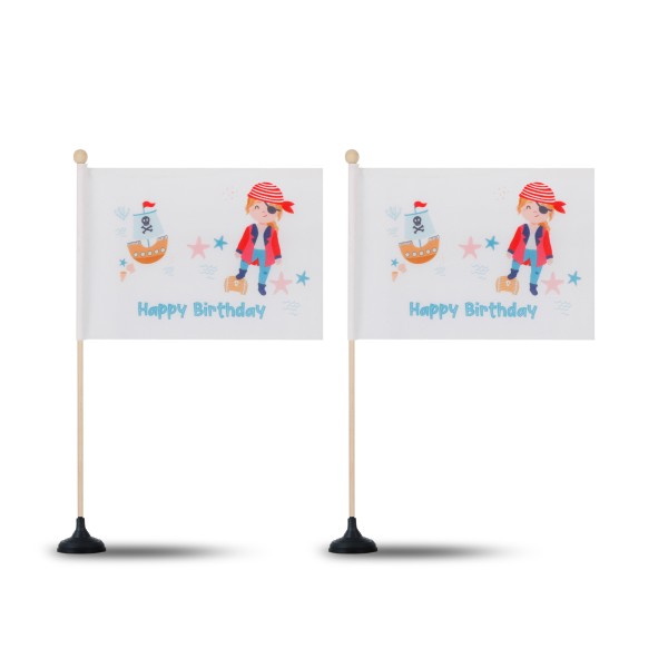Sonia Originelli 2 Er Set Tischfähnchen "Pirat" Happy Birthday Geburtstag Schatz Seeräuber