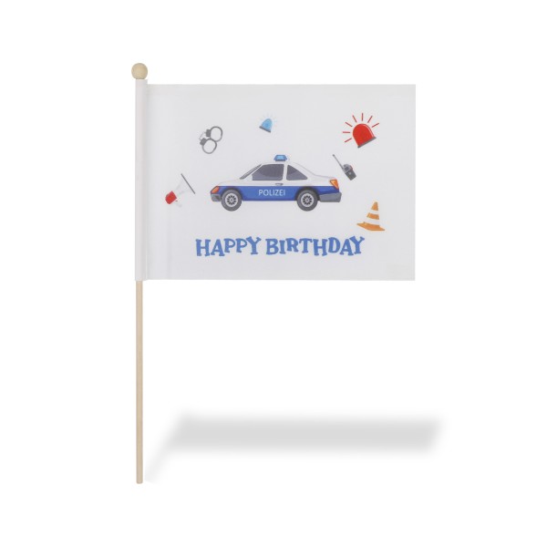 Sonia Originelli 2 Er Set Tischfähnchen "Polizei" Happy Birthday Kindergeburtstag Tischdeko