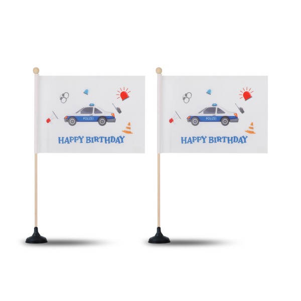 Sonia Originelli 2 er Set Tischfähnchen "Polizei" Happy Birthday Kindergeburtstag Tischdeko