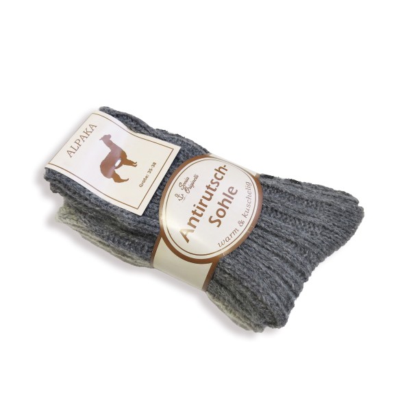 Sonia Originelli 2 Paar Alpakasocken "Dick" Alpakawolle Antirutsch Sohle ABS Stopper