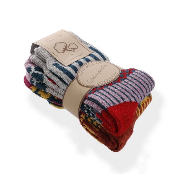 Sonia Originelli 2 Paar Norweger Lieblingssocken Baumwolle bunt kuschelig und weich