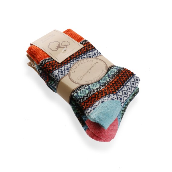 Sonia Originelli 2 Paar Norweger Lieblingssocken Baumwolle Bunt Kuschelig Und Weich