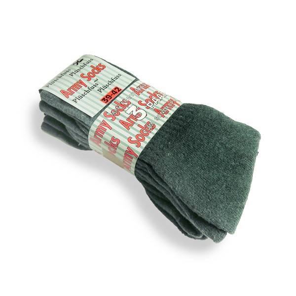 Sonia Originelli 3 Paar Army Socken Baumwolle Oliv Plüschfuß Unisex