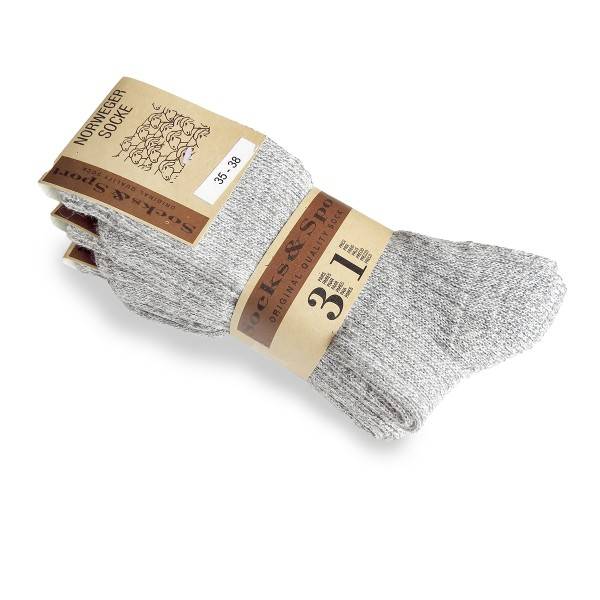 Sonia Originelli 3 Paar Norweger Woll-Socken grau meliert unisex