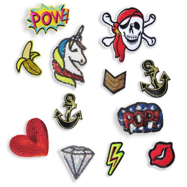Sonia Originelli 3er Set "Patches" Bügelbilder Aufnäher DIY JGA Pailletten