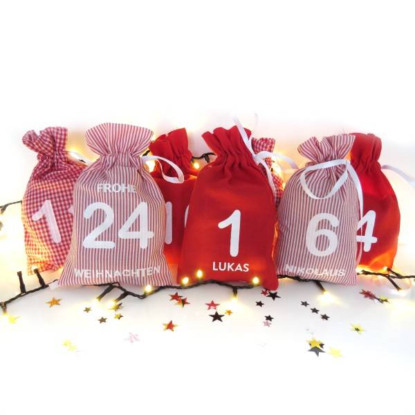 Sonia Originelli Adventskalender aus Baumwolle 24 Säckchen zum selber Befüllen