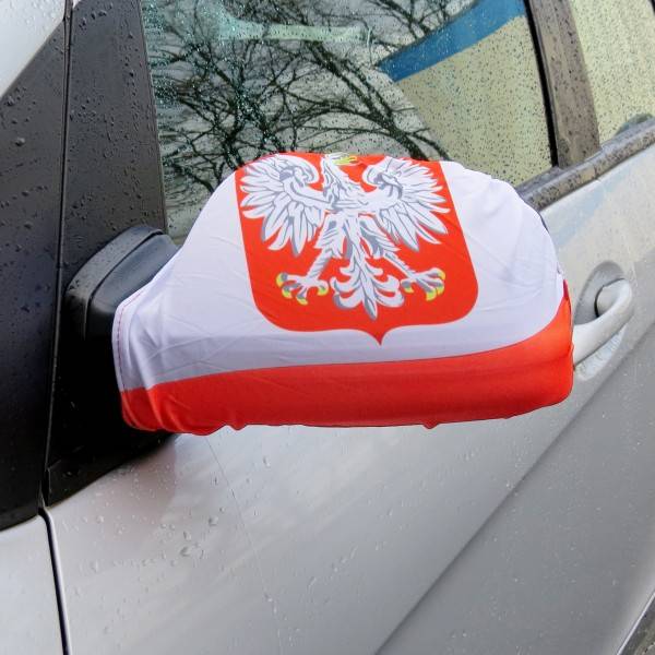Sonia Originelli Auto Außenspiegel Fahne Set "Polen Wappen" Poland Polska Bikini Flagge EM WM