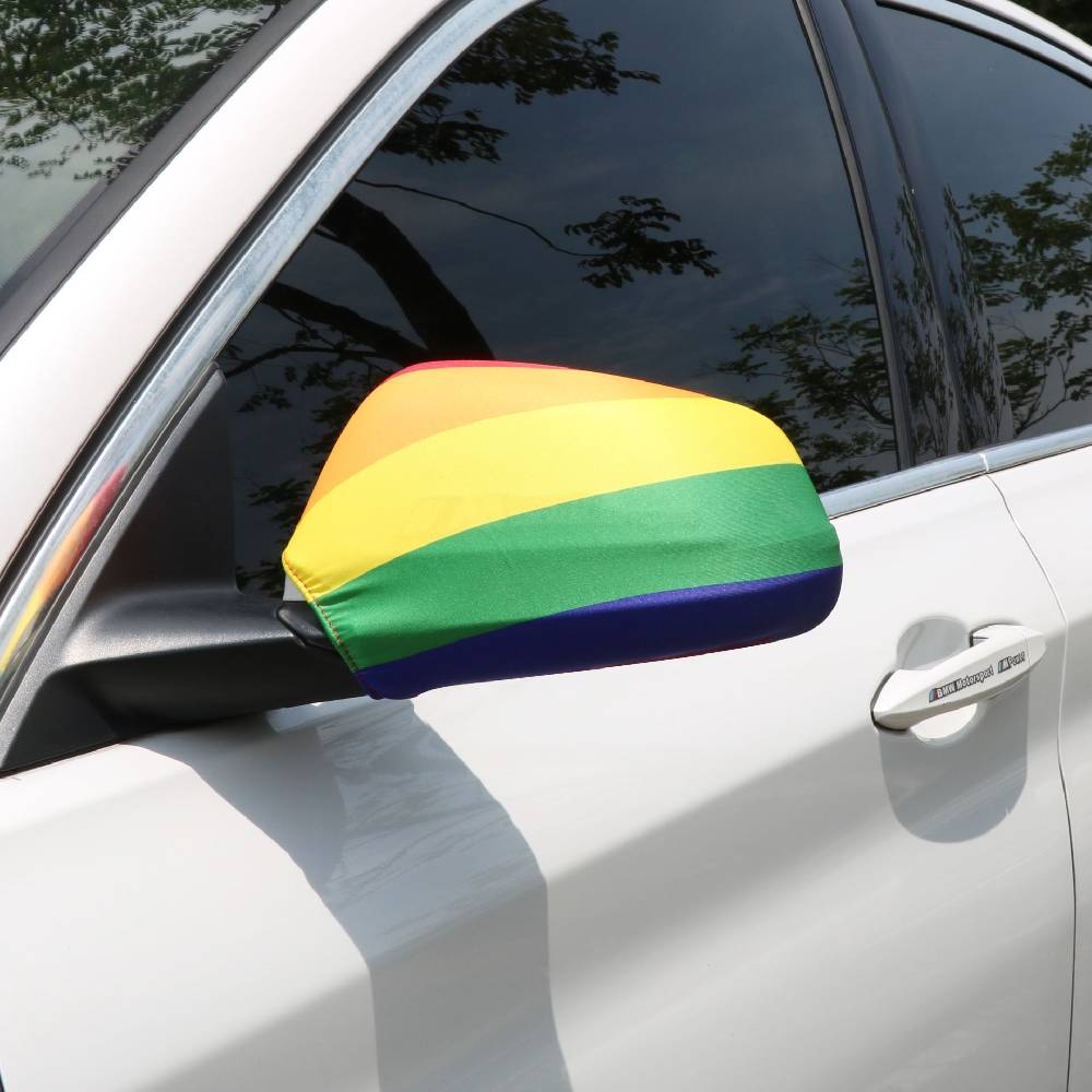 Sonia Originelli Auto Außenspiegel Fahne Set "Regenbogen" Bikini Flagge EM WM