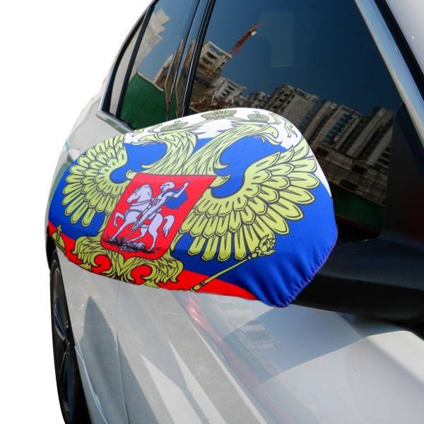 Sonia Originelli Auto Außenspiegel Fahne Set "Russland Wappen" Russia Bikini Flagge EM WM
