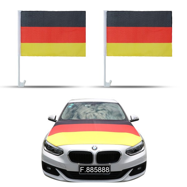 Sonia Originelli Auto-Fan-Paket EM "Deutschland" Germany Fußball Flaggen Außenspiegel 3D Magnet Motorhaubenüberzug