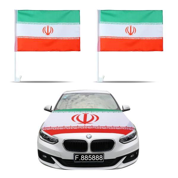 Sonia Originelli Auto-Fan-Paket EM "Iran" Fußball Flaggen Außenspiegel 3D Magnet Motorhaubenüberzug