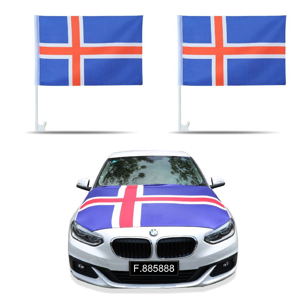 Sonia Originelli Auto-Fan-Paket EM "Island" Ice Land Fußball Flaggen Außenspiegel 3D Magnet Motorhaubenüberzug