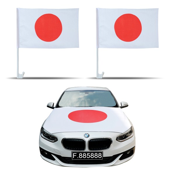 Sonia Originelli Auto-Fan-Paket EM "Japan" Fußball Flaggen Außenspiegel 3D Magnet Motorhaubenüber