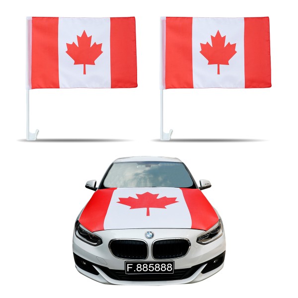Sonia Originelli Auto-Fan-Paket EM "Kanada" Canada Fußball Flaggen Außenspiegel 3D Magnet Motorhaubenüber