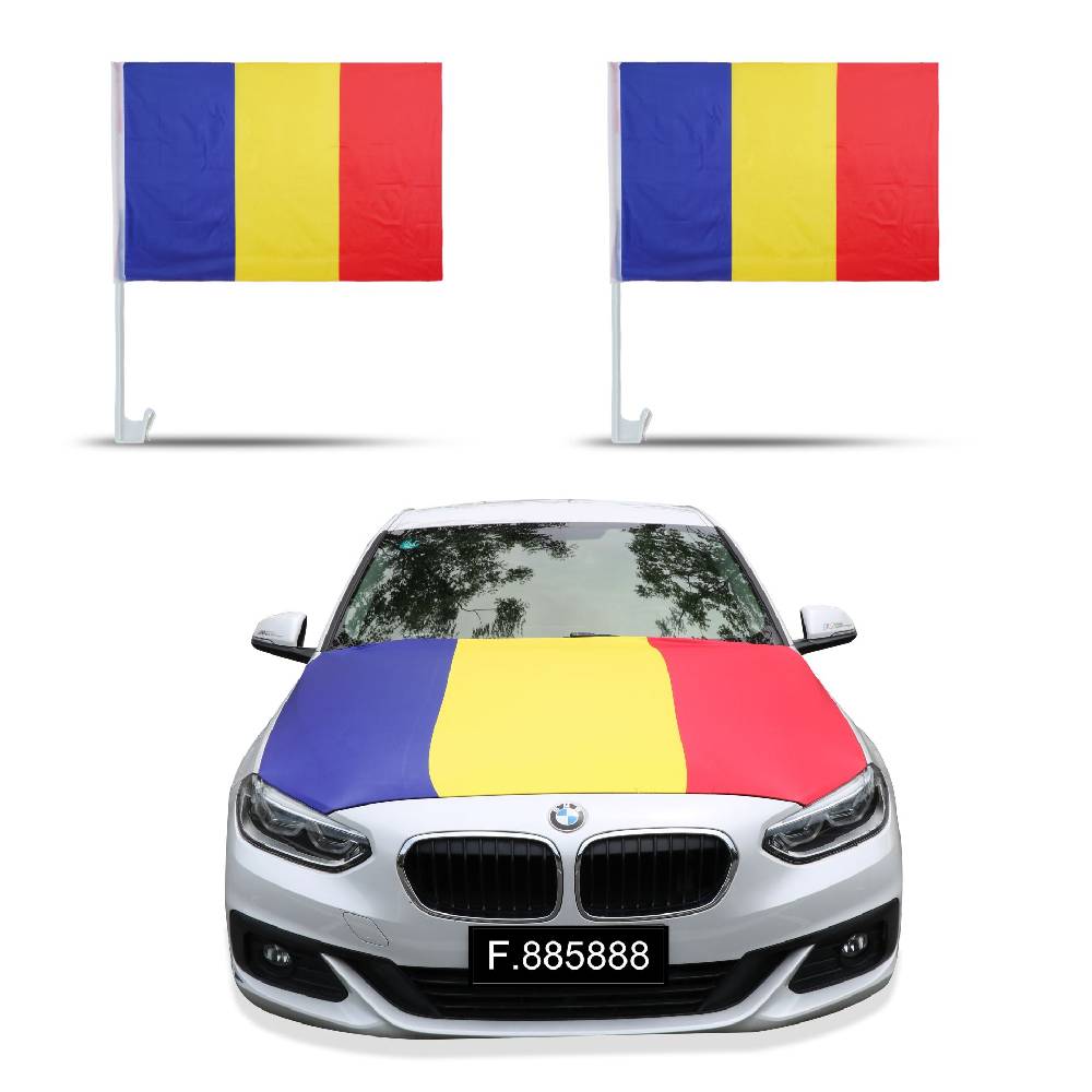 Sonia Originelli Auto-Fan-Paket EM "Rumänien" Romania Fußball Flaggen Außenspiegel 3D Magnet Motorhaubenüberzu
