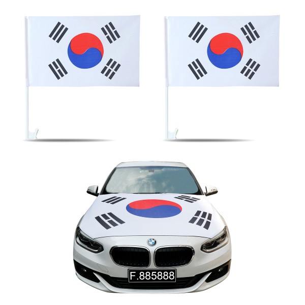 Sonia Originelli Auto-Fan-Paket EM "Südkorea" South Korea Fußball Flaggen Außenspiegel 3D Magnet Motorhaubenüber