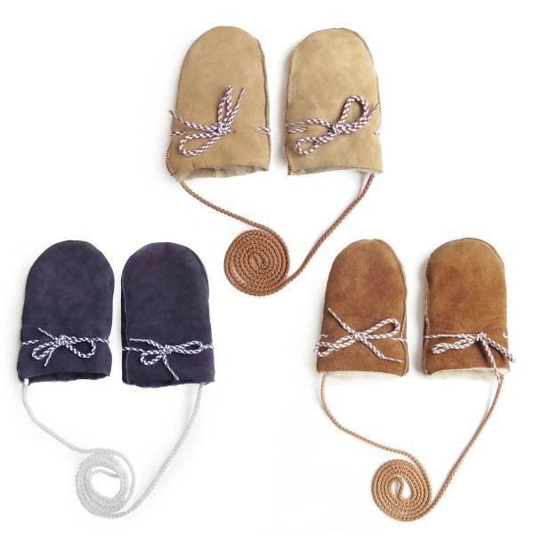 Sonia Originelli Baby Fausthandschuhe Schaf Lammfell Kordel Fäustlinge