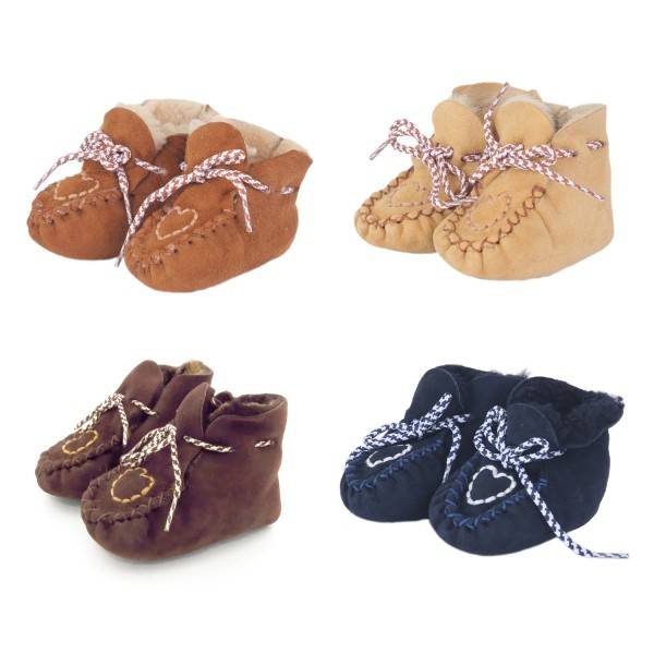 Sonia Originelli Baby Kleinkinder Wildlederhausschuh "Herzchen" Lammfell Schleife