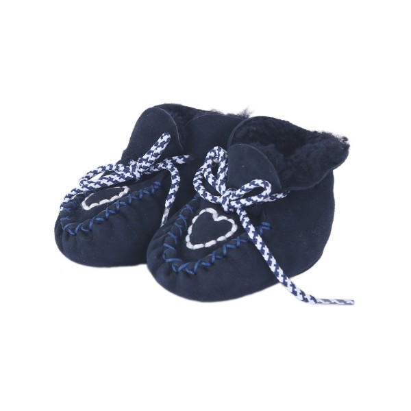 Sonia Originelli Baby Kleinkinder Wildlederhausschuh "Herzchen" Lammfell Schleife