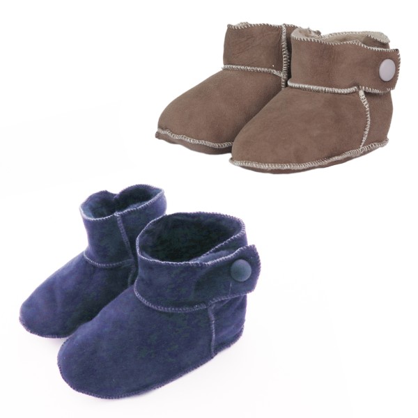 Sonia Originelli Baby Kleinkinder Wildlederhausschuh "Knopf" Lammfell Schaffell