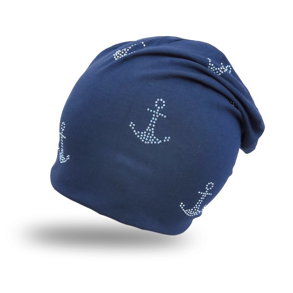 Sonia Originelli Beanie Kind "Mini Anker" Kindermütze Maritim Strasssteine