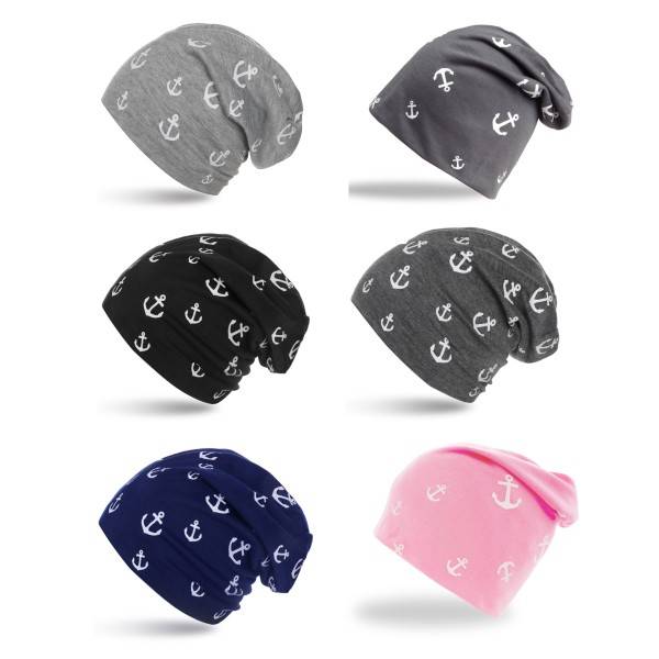 Sonia Originelli Beanie "Mini Anker" Mütze Maritim Overall Print