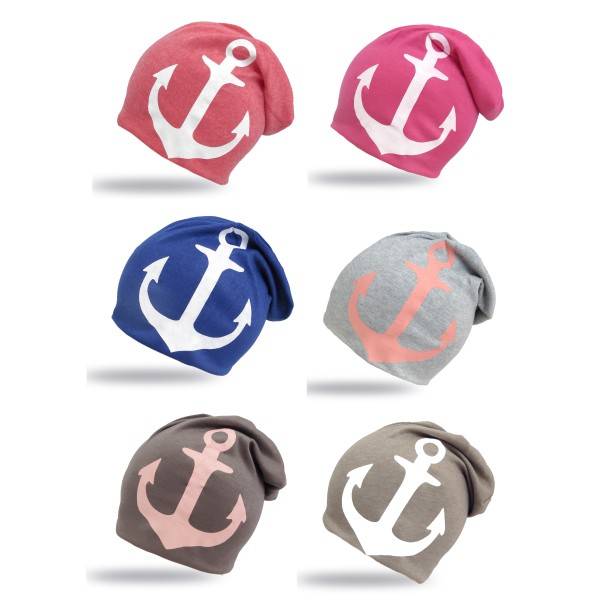 Sonia Originelli Beanie Mütze Anker Doppellagig Weich Großzügiger Schnitt