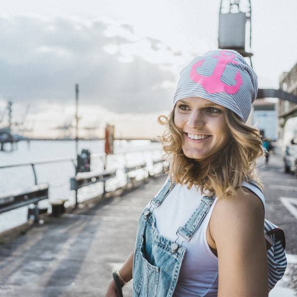 Sonia Originelli Beanie Mütze "Anker Maritim" Streifen Jersey Unisex