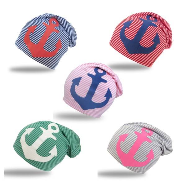 Sonia Originelli Beanie Mütze Kind "Maritim Anker" Kindermütze Streifen