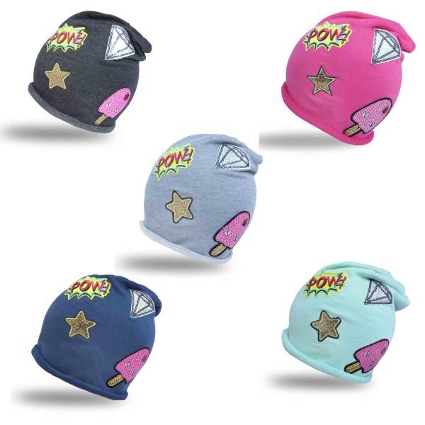 Sonia Originelli Beanie Mütze Kind Patch Aufnäher Diamant Eis Trend Baumwolle