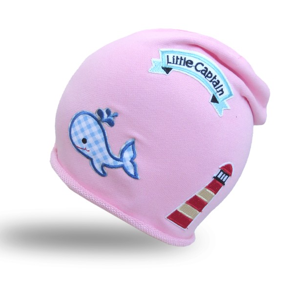 Sonia Originelli Beanie Mütze Kind Patch Aufnäher Leuchtturm maritim Wal trend Baumwolle