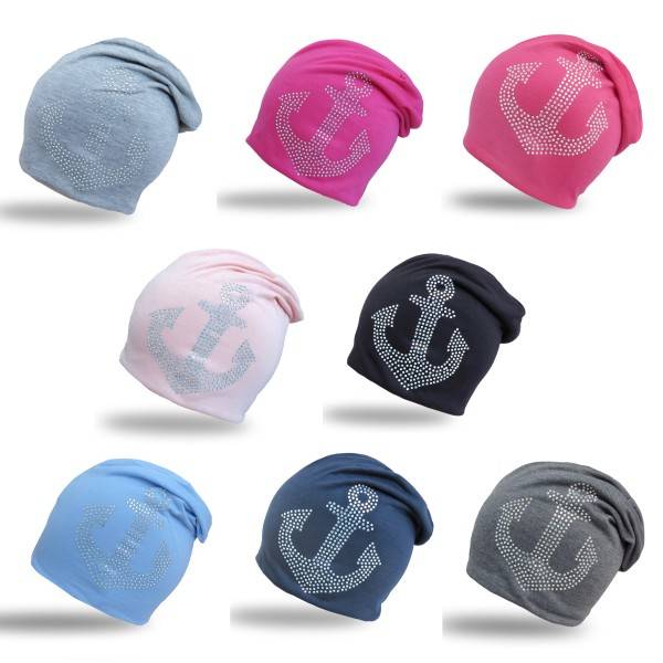 Sonia Originelli Beanie Mütze Kind "Prisma Anker" Kindermütze Strasssteine