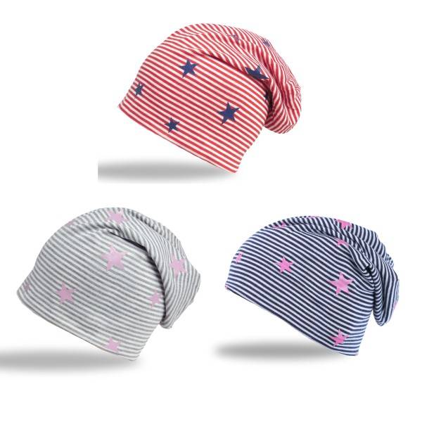 Sonia Originelli Beanie Mütze "kleine Sterne" Streifen Jersey Unisex