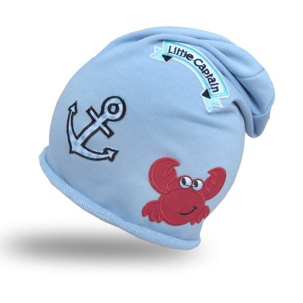 Sonia Originelli Beanie Mütze Kleinkind Patch Aufnäher Krabbe Maritim Anker Trend Baumwolle Babymütze