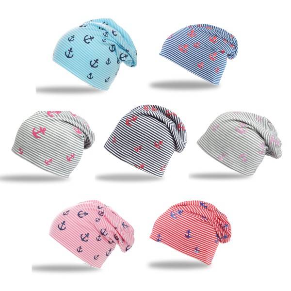 Sonia Originelli Beanie Mütze "Mini Anker Maritim" Streifen Jersey Unisex